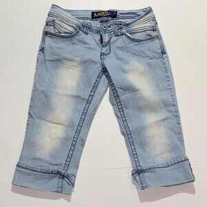 ANGELS JeansCAPRI, CROPPED FIT WOMENS BLUE JEAN Light Wash SHORTS sz9